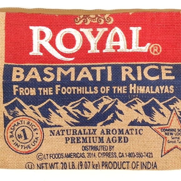 Upcycled Burlap Rice Sack Fold over Clutch Zipper Pouch Tassel Lined Hand Made - Picture 4 of 10